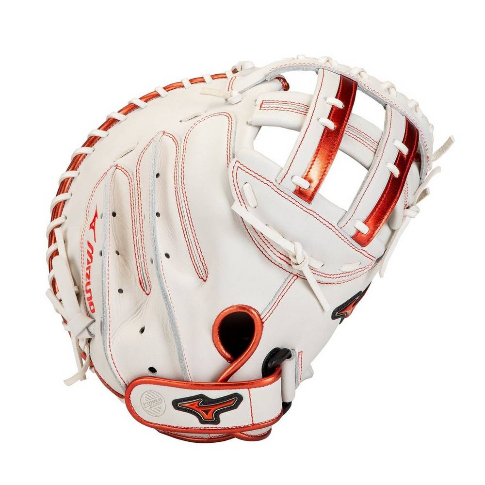 Catchers Mitt Mizuno Softball MVP Prime SE Fastpitch 34" - Mulher - Branco/Vermelhas - TRMUX1780